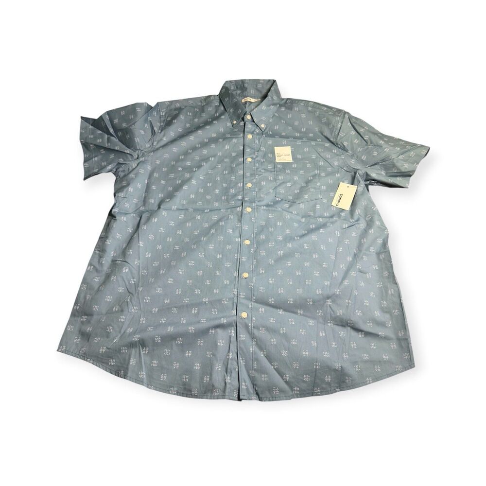 Sonoma Cotton Button Down Shirt Blue Short Sleeve Size 3XL Dress BNWT